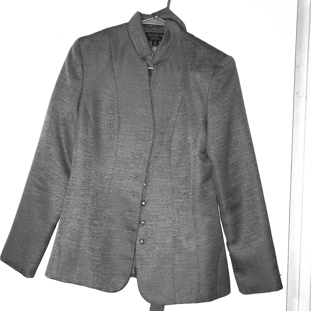 Grey belted suit jacket